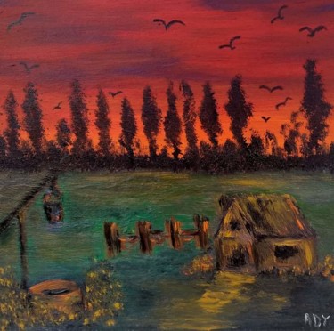 Painting titled "Sunset" by Adriana Strenger, Original Artwork, Acrylic