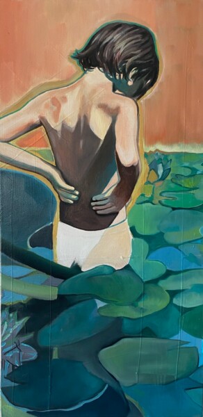Painting titled "L'eau" by Ae2 Art, Original Artwork, Oil