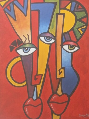 Painting titled "I think about you-…" by Aeidy Kassimba, Original Artwork, Acrylic