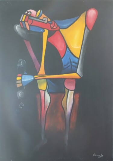 Painting titled "No comunication" by Aeidy Kassimba, Original Artwork, Acrylic