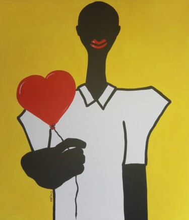 Malerei mit dem Titel "Spread love" von Aeidy Kassimba, Original-Kunstwerk, Acryl
