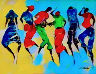 Digitale Kunst mit dem Titel "Happy people" von Aeidy Kassimba, Original-Kunstwerk, Digitale Malerei