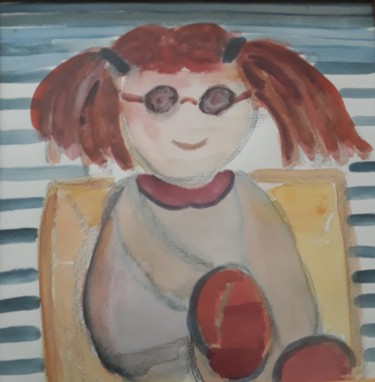 Malerei mit dem Titel "sarounette" von Annick Larnicol, Original-Kunstwerk, Aquarell