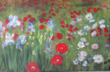 Painting titled "coquelicot" by Annick Larnicol, Original Artwork, Acrylic
