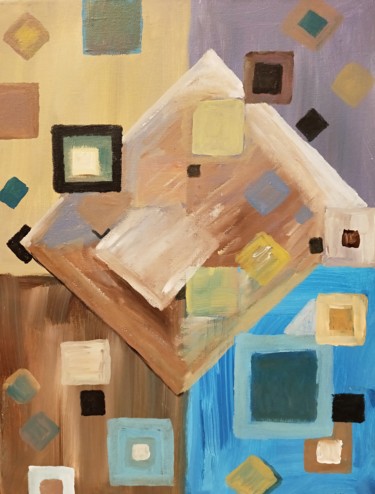 Peinture intitulée "Un carré abstrait" par Elghaly, Œuvre d'art originale, Acrylique