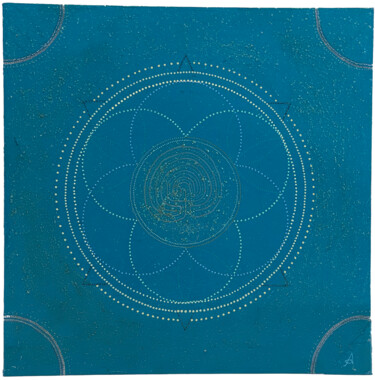Schilderij getiteld "La Rose-Lotus de Vé…" door Aëlle, Origineel Kunstwerk, Acryl Gemonteerd op Karton