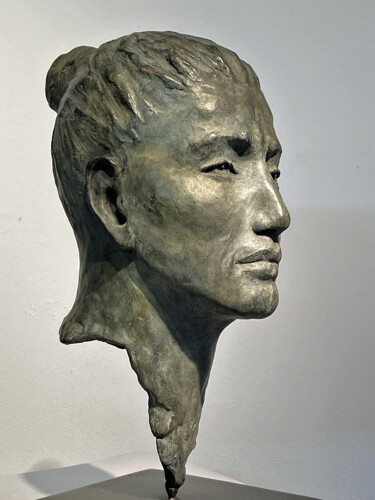 Скульптура под названием "TÊTE D'HOMME" - Aelle, Подлинное произведение искусства, Бронза