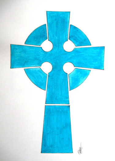 Pintura intitulada "croix-celte-simple" por Aélys, Obras de arte originais