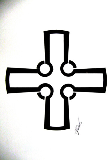 Peinture intitulée "croix-celte-simple-…" par Aélys, Œuvre d'art originale