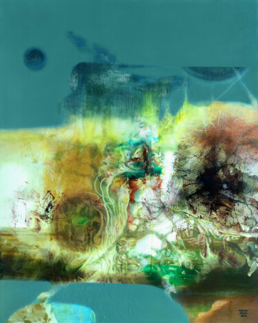 Malarstwo zatytułowany „Crystal Lake” autorstwa Aeon, Oryginalna praca, Olej Zamontowany na Drewniana rama noszy