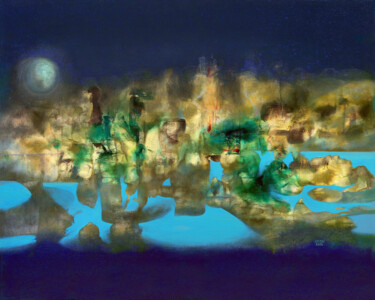 Peinture intitulée "Astral Voyage: The…" par Aeon, Œuvre d'art originale, Huile Monté sur Châssis en bois