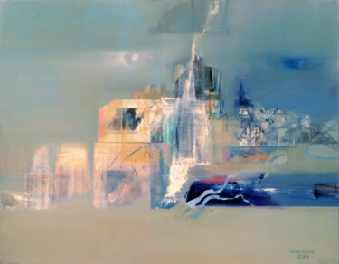 Malarstwo zatytułowany „Abandoned Harbor” autorstwa Aeon, Oryginalna praca, Olej Zamontowany na Drewniana rama noszy