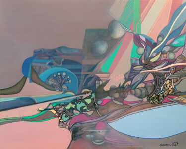 Pintura intitulada "Existential Spheres" por Aeon, Obras de arte originais, Óleo Montado em Armação em madeira