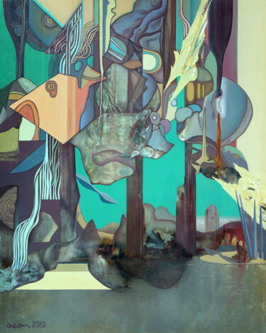 Pintura intitulada "Psychedelic Forest" por Aeon, Obras de arte originais, Óleo