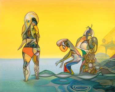 "The Sea And The Sun…" başlıklı Tablo Aeon tarafından, Orijinal sanat, Petrol Ahşap Sedye çerçevesi üzerine monte edilmiş