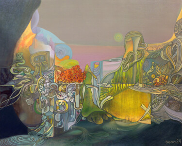 Malerei mit dem Titel "Coral Reef" von Aeon, Original-Kunstwerk, Öl