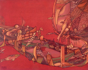 Malerei mit dem Titel "Last Supper" von Aeon, Original-Kunstwerk, Öl Auf Keilrahmen aus Holz montiert