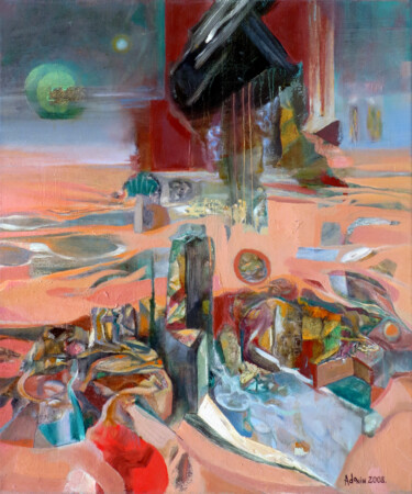 Peinture intitulée "Red Planet" par Aeon, Œuvre d'art originale, Huile Monté sur Châssis en bois
