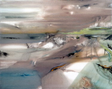 Schilderij getiteld "Under The Polar Sky" door Aeon, Origineel Kunstwerk, Olie Gemonteerd op Frame voor houten brancard