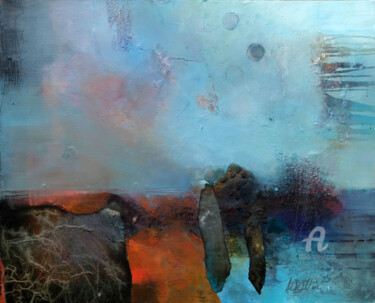 Peinture intitulée ""Au delà de l'horiz…" par Séverine Maigre (AERIN m.), Œuvre d'art originale, Acrylique Monté sur Châssis…