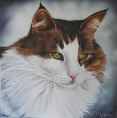 Painting titled "Chat" by Anne-Sophie Nguyen, Original Artwork, Airbrush