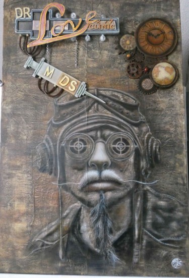 Peinture intitulée "steampunk-love-fin.…" par Aerodreamscompany, Œuvre d'art originale, Aérographe