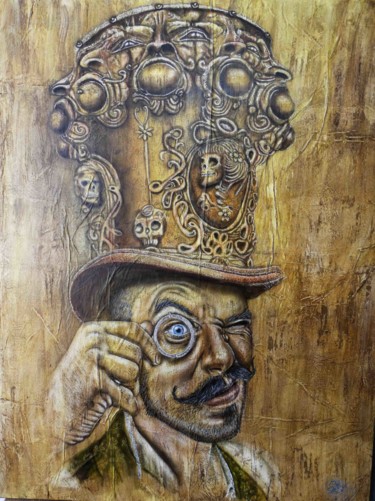 Peinture intitulée "steampunk hat" par Aerodreamscompany, Œuvre d'art originale, Aérographe
