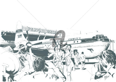 Orly 1949 Drawing titled "Orly 1949" by Thibault Cernaix, Original Art, Ink