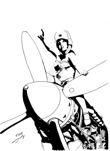 Russian girl Drawing titled "Russian girl" by Thibault Cernaix, Original Art, Ink