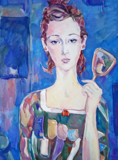 Painting titled "WOMAN 94 / WITH A M…" by Vale Ovchinnikov, Original Artwork, Oil