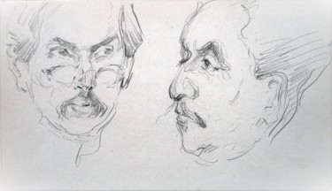 Drawing titled "FACES / AFTER V. SE…" by Vale Ovchinnikov, Original Artwork, Pencil