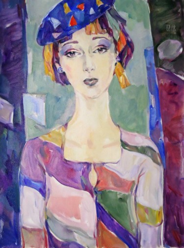 Schilderij getiteld "WOMAN 128 / SALMA /" door Vale Ovchinnikov, Origineel Kunstwerk, Olie