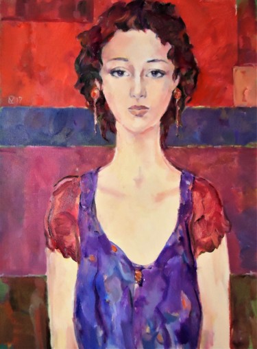 Painting titled "WOMAN 102 / DINA /" by Vale Ovchinnikov, Original Artwork, Oil