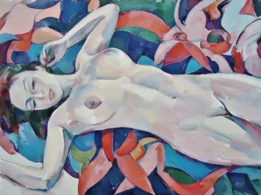 Painting titled "NUDE ON THE COUCH 22" by Vale Ovchinnikov, Original Artwork, Oil