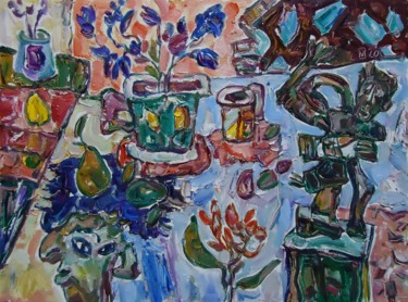 STILL LIFE 472 / with modern sculpture / / Painting titled "STILL LIFE 472 / wi…" by Vale Ovchinnikov, Original Art, Oil