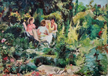 Painting titled "AFTERNOON TALK" by Vale Ovchinnikov, Original Artwork, Oil