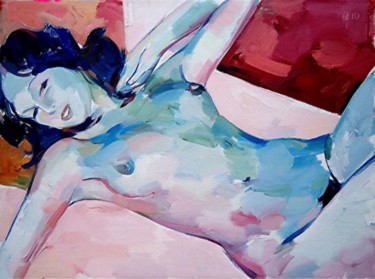 Painting titled "BATHER 67" by Vale Ovchinnikov, Original Artwork, Oil