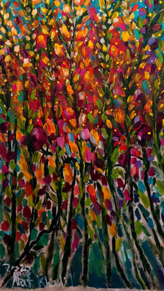 Painting titled "Paradise of Tulips" by Afaf Khalil, Original Artwork, Acrylic