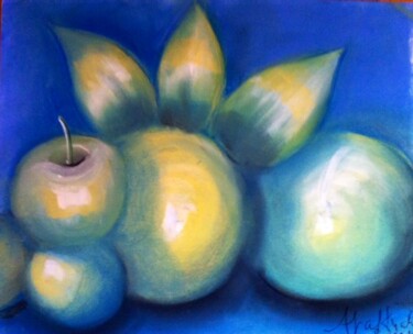 Drawing titled "Apples and cantalou…" by Afaf Khalil, Original Artwork, Pastel