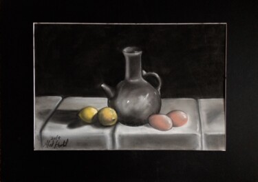 Drawing titled "Supper of the poor" by Afaf Khalil, Original Artwork, Chalk
