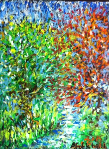 Zeichnungen mit dem Titel "Photons of Spring" von Afaf Khalil, Original-Kunstwerk, Pastell