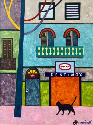 绘画 标题为“Destino” 由Olga Afanasiadi, 原创艺术品, 油 安装在木质担架架上