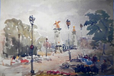 Peinture intitulée "Le Pont Alexandre I…" par Alexandra Afanassieva, Œuvre d'art originale, Aquarelle