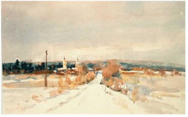 Peinture intitulée "2. Route d'hiver, (…" par Alexandra Afanassieva, Œuvre d'art originale