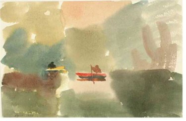 Peinture intitulée "38. Barques" par Alexandra Afanassieva, Œuvre d'art originale