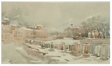 Peinture intitulée "Fontanka d'hiver, S…" par Alexandra Afanassieva, Œuvre d'art originale