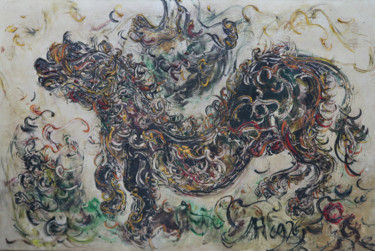 Painting titled "ANJING HUTAN" by Affandi Koesoema, Original Artwork, Oil