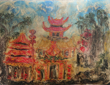 Painting titled "KLENTENG" by Affandi Koesoema, Original Artwork, Oil