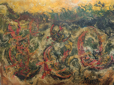 Painting titled "TELEGEMUNKAR" by Affandi Koesoema, Original Artwork, Oil