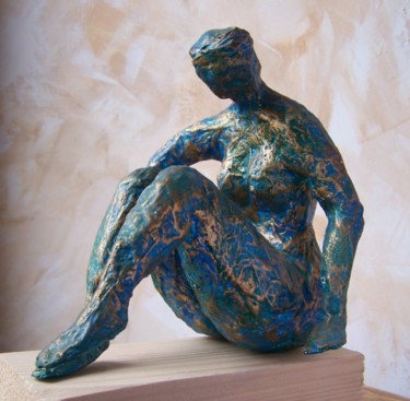 Sculpture intitulée "pensive!" par Anne-Frédérique Ferret, Œuvre d'art originale, Papier